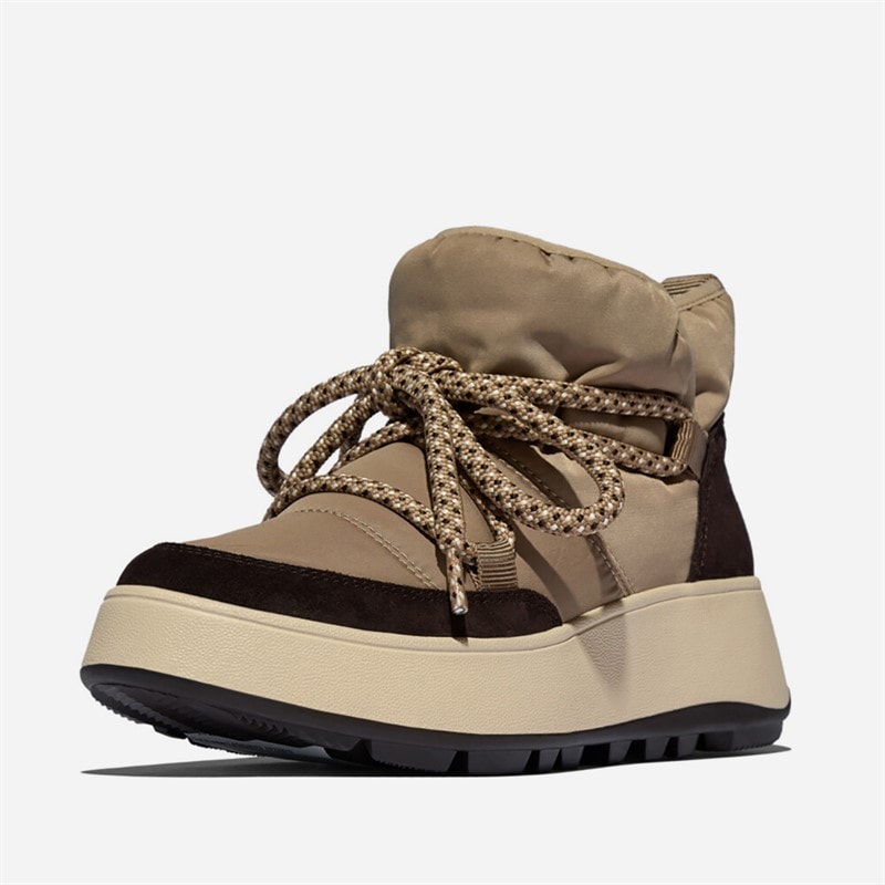 FitFlop Womens F-Mode Biofleece Mesh Flatform Booties Taupe