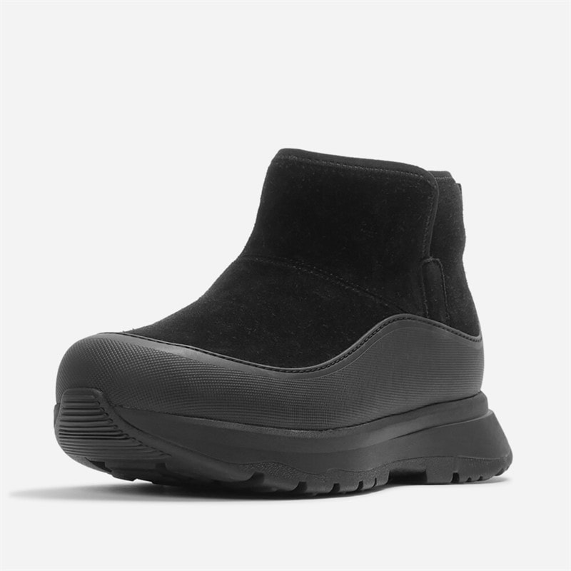 FitFlop Womens Neo D Hyker Warm Suede Pull On Outdoor Mini Boots All Black
