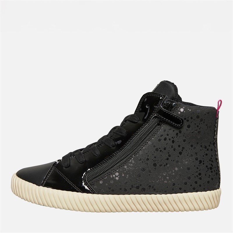 GEOX Junior Girls Mirroless Zip Hi Top Trainers Black