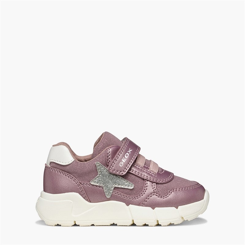 GEOX Infant Girls Flextyper Velcro Trainers Dark Pink/Silver