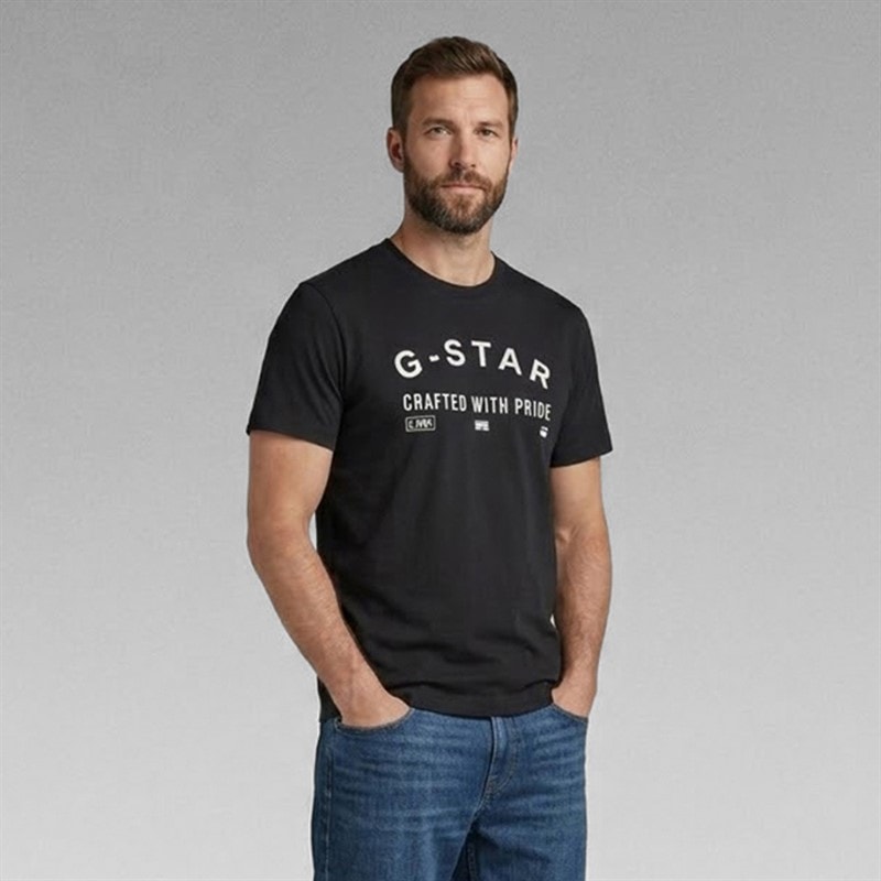 G-STAR Mens Chest Logo T-Shirt Dark Black