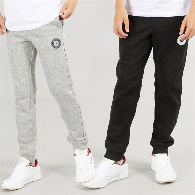 JACK & JONES Boys Thomas Two Pack Joggers Light Grey Melange/Black