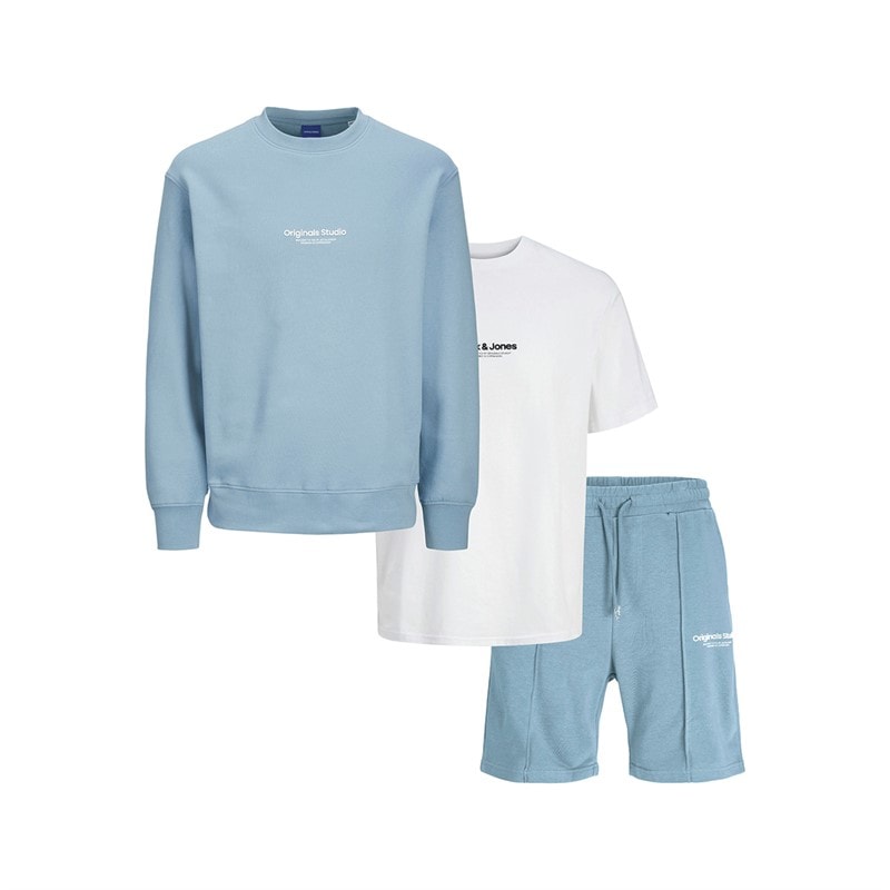 JACK & JONES Boys Vesterbr Sweatshirt T-Shirt And Shorts Set Mountain Spring
