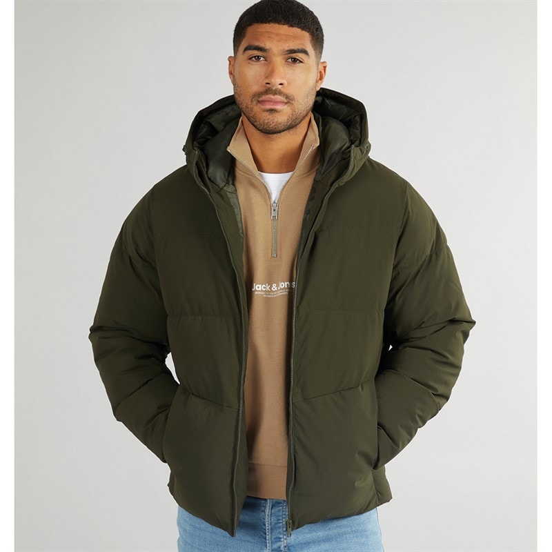 JACK & JONES Mens Brady Hooded Puffer Rosin