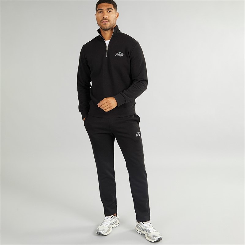 JACK & JONES Mens Mountain Open Hem 1/4 Tracksuit Black