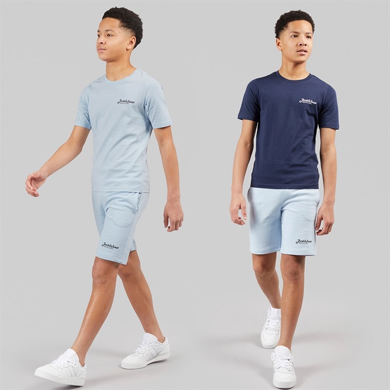 JACK & JONES Boys Beau 2 Pack T-Shirts and Shorts Set Cashmere Blue