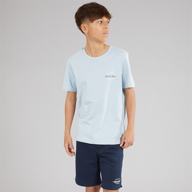 JACK & JONES Boys Brandon T-Shirt And Shorts Set Celestial Blue