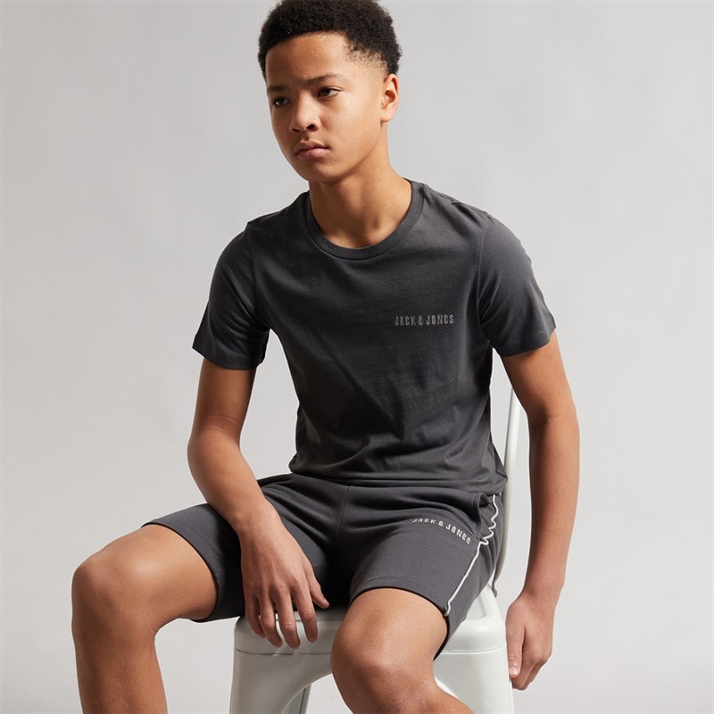 JACK & JONES Boys Kai T-Shirt And Shorts Set Asphalt