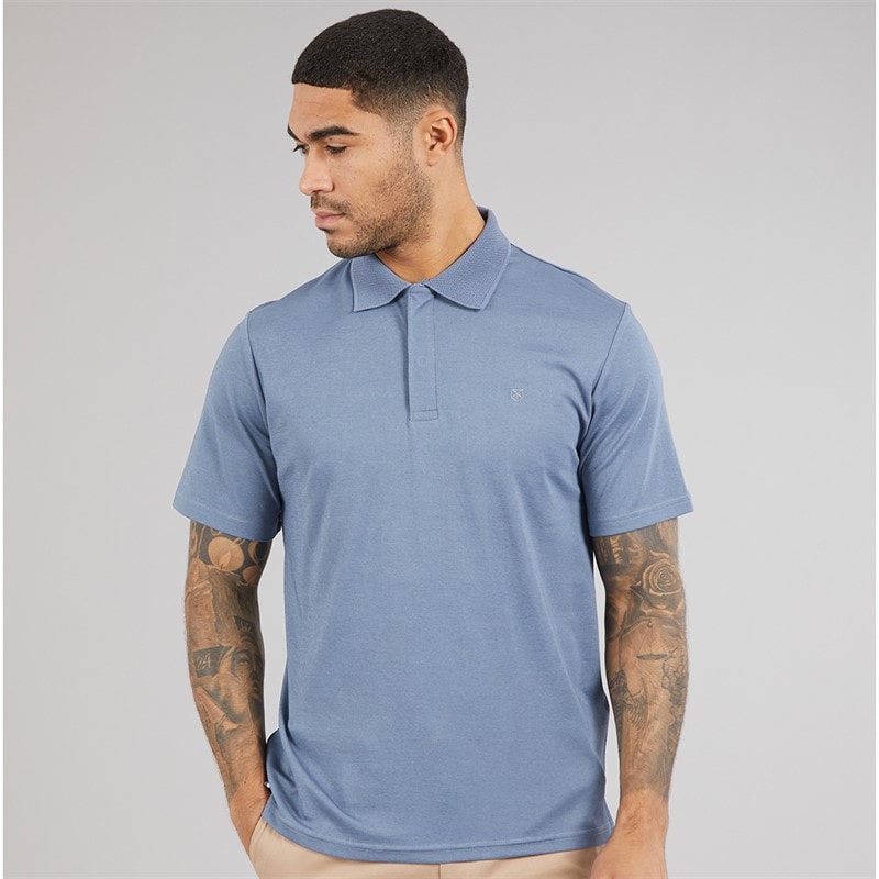 JACK & JONES Mens Crodney Polo Shirt Flint Stone
