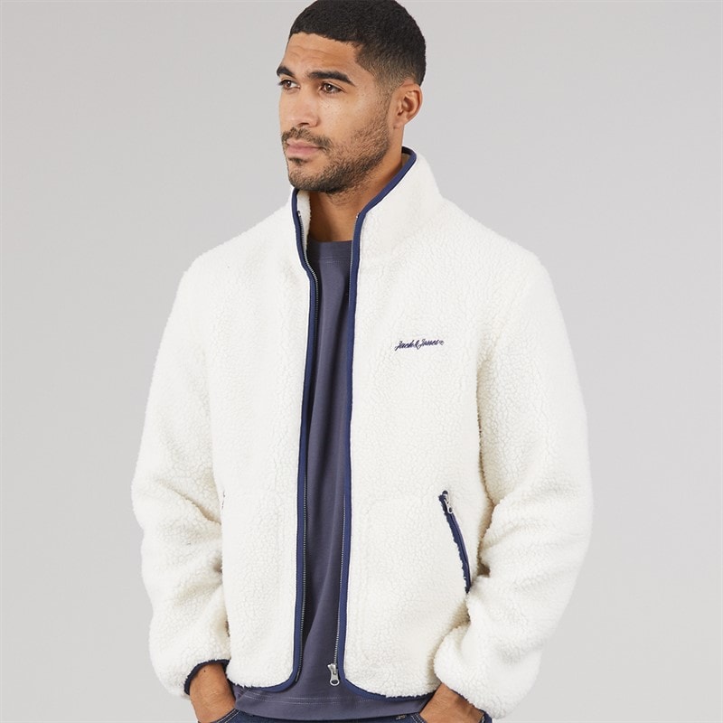 JACK & JONES Mens Norrebro Teddy Jacket Ocean Cavern