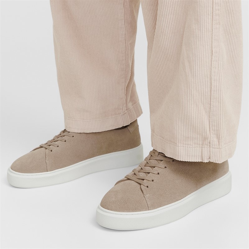 JACK & JONES Mens Stockholm Leather Trainers Plaza Taupe