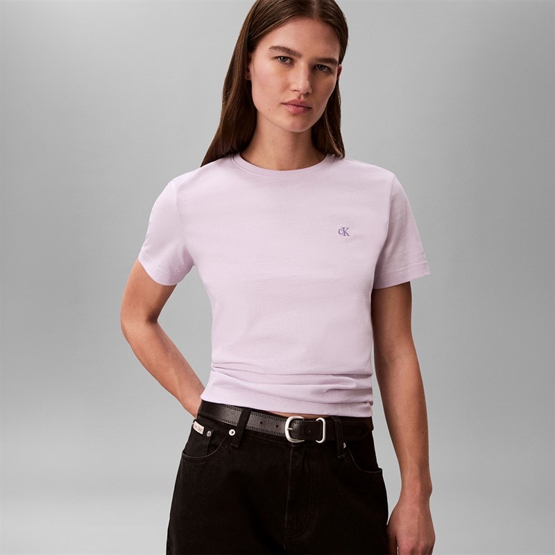Calvin Klein Jeans Womens Monogram T-Shirt Island Lilac