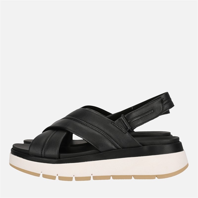 Clarks Womens Premuim Tuscan Cross Sandals Black Leather