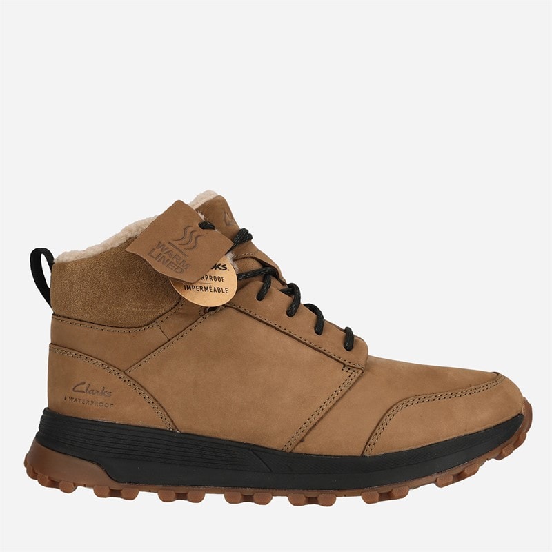 Clarks Mens Atl Trek Up WP Shoes Dark Sand Wlined