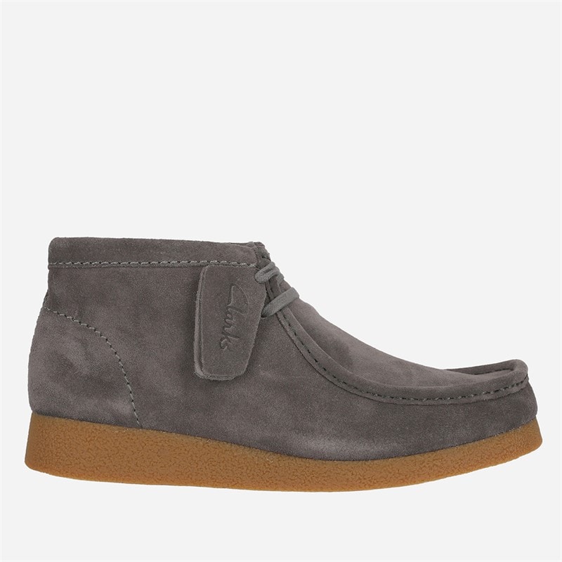 Clarks Mens Evo Wallabee Shoes Grey Suede