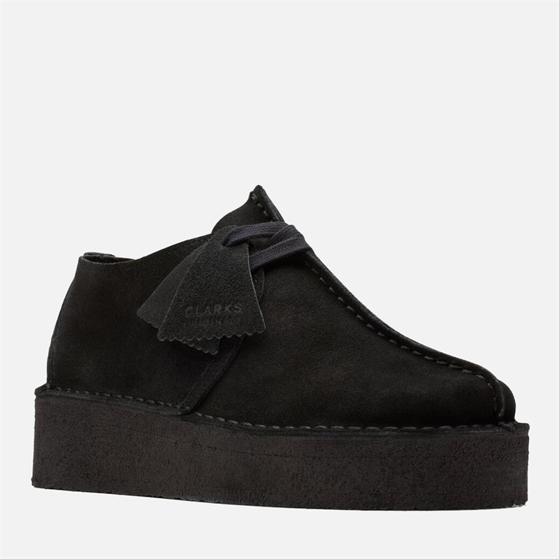 Clarks Womens Originals 1 Trek Wedge D Shoes 1219 Black Suede