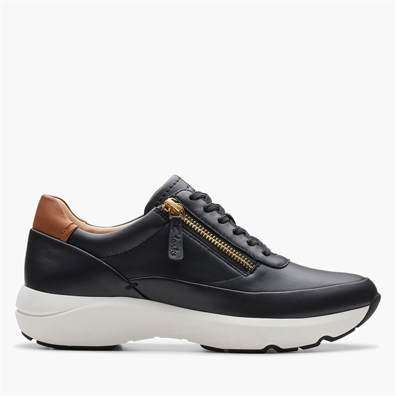Clarks Womens Tivoli D-Fit Side Zip Trainers Black