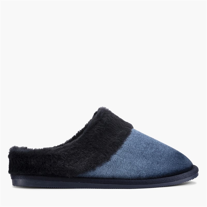 Clarks Womens Bundle Soft Mule Slippers Navy