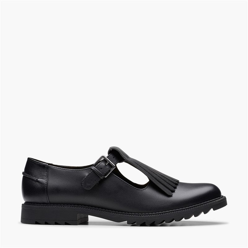 Clarks Womens Griffin Mia 2 Shoes Black Leather