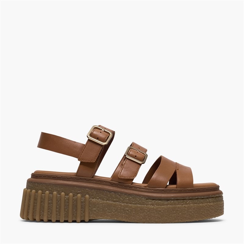 Clarks Womens Evamar Strap Sandals Tan Leather