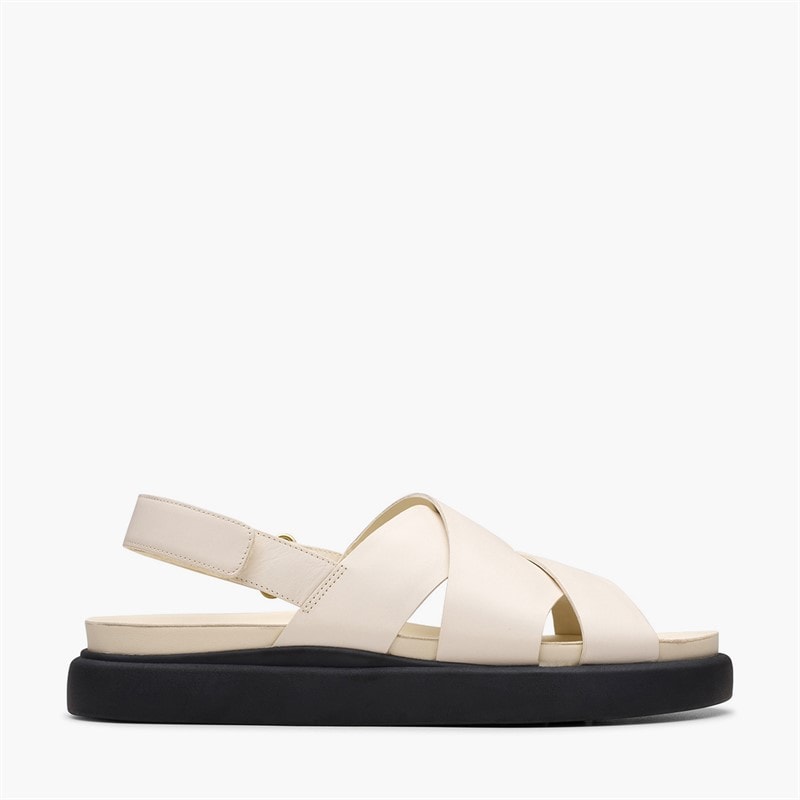 Clarks Womens Aristella Sun Back Strap Sandals Cream Leather