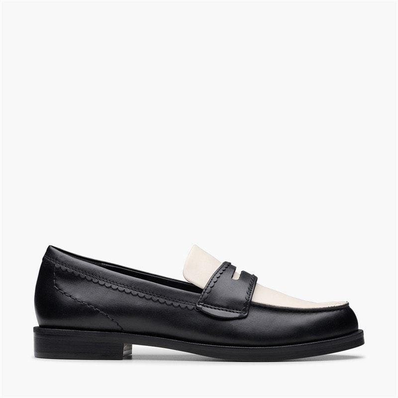Clarks Womens Straven Edge Loafers Black Combi Leather