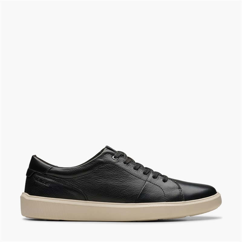 Clarks Mens Brodin Trainers Black Leather