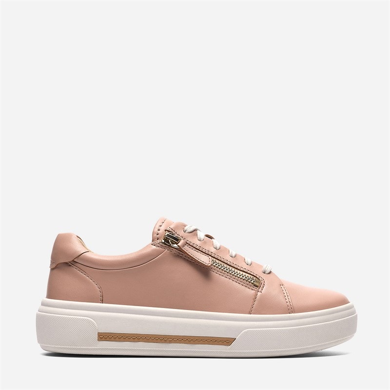 Clarks Womens Hollyrose Zip Trainers Light Pink Leather