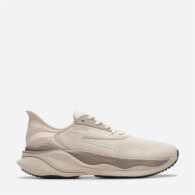 Clarks Mens Pace Trainers Off White Combi