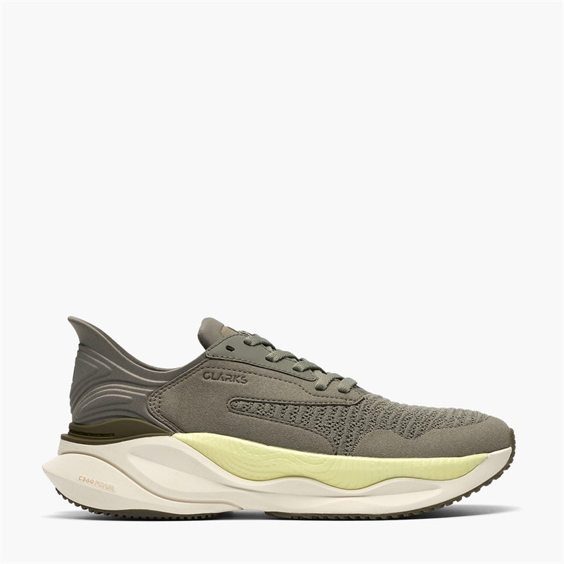 Clarks Mens Pace Trainers Sage