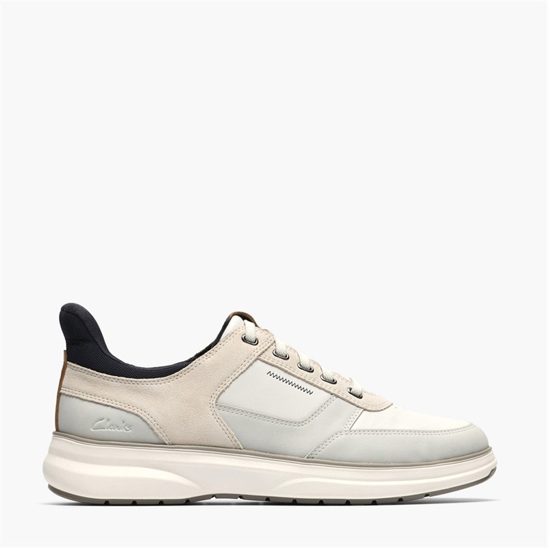 Clarks Mens Mullan Eay Trainers White Combi