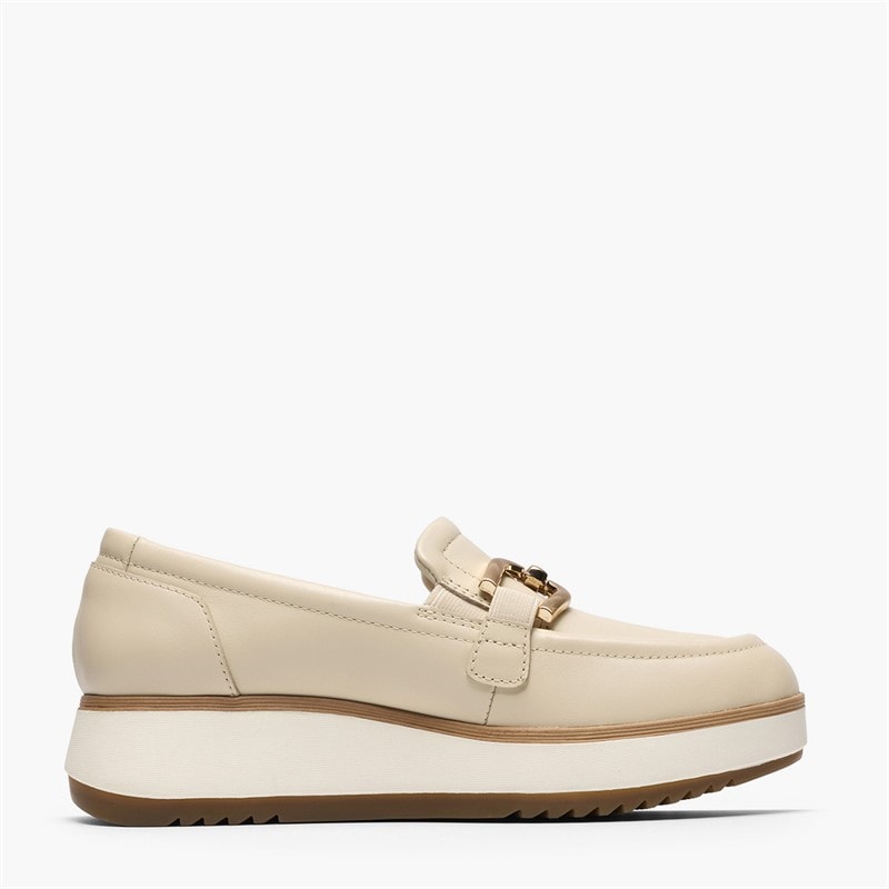 Clarks Womens Zylah Top Loafers Cream Leather