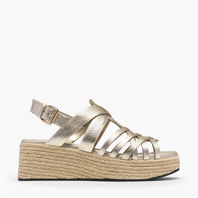 Clarks Womens Tessiah Strap Sandals Gold Leather