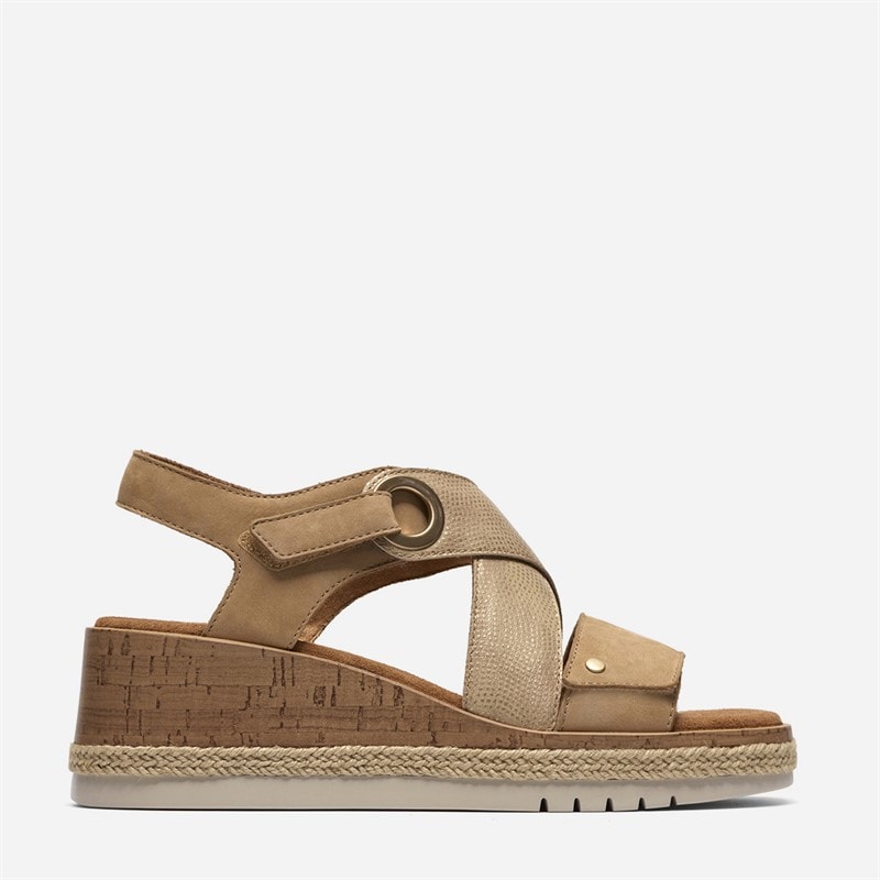Clarks Womens Kidiki Sun Sandals Beige Combi