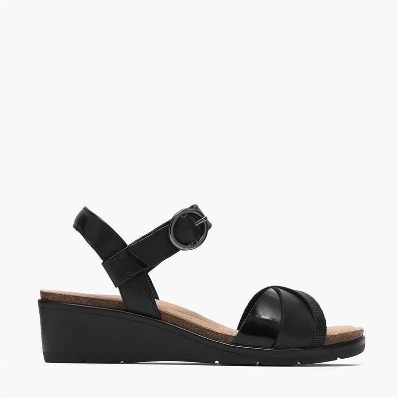 Clarks Womens Kacha Twist Sandals Black Leather