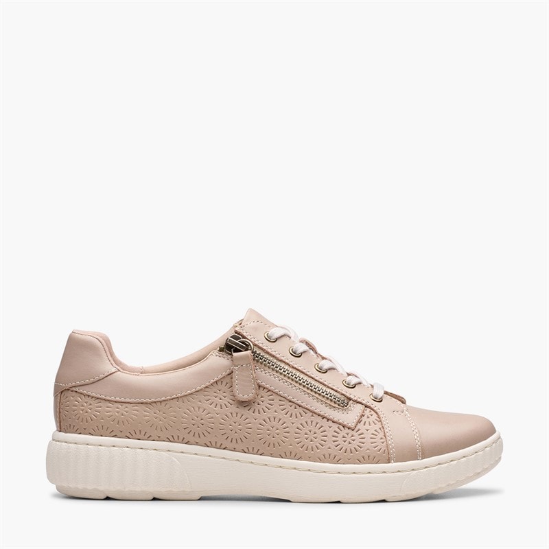 Clarks Womens Caroline Rio Trainers Sand Leather
