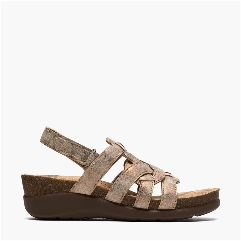 Clarks Womens Calenne Gracie Wedge Sandals Bronze Metallic