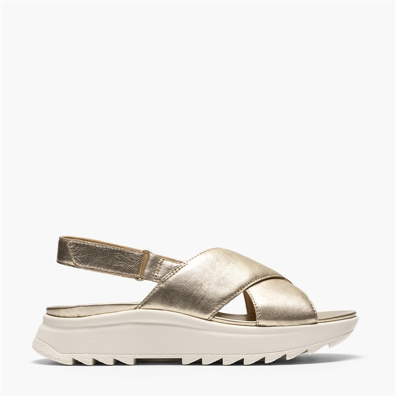 Clarks Womens Dashlite Wish Ankle Strap Sandals Gold Leather
