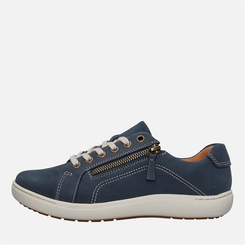 Clarks Womens Nalle Wide Fit Trainers Navy Nubuck