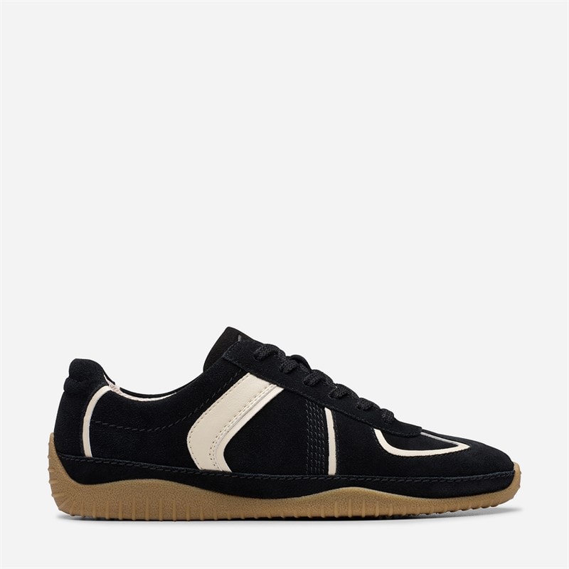 Clarks Womens Meridor Low Profile Trainers Black Combi Sde