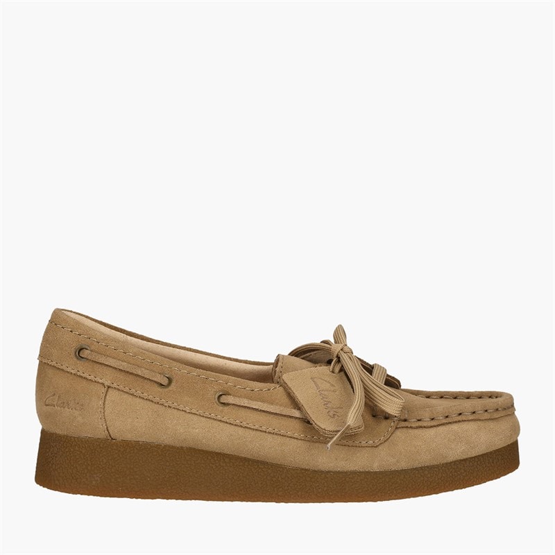 Clarks Womens Premium Wallabee Evo Sea D Shoes Dark Sand Suede