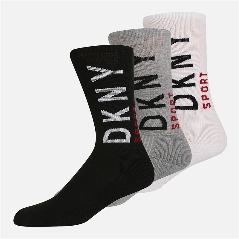 DKNY Mens Palm Three Pack Socks Black/Grey/White