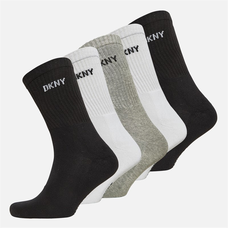 DKNY Mens Radde Five Pack Crew Socks Black/White/Grey