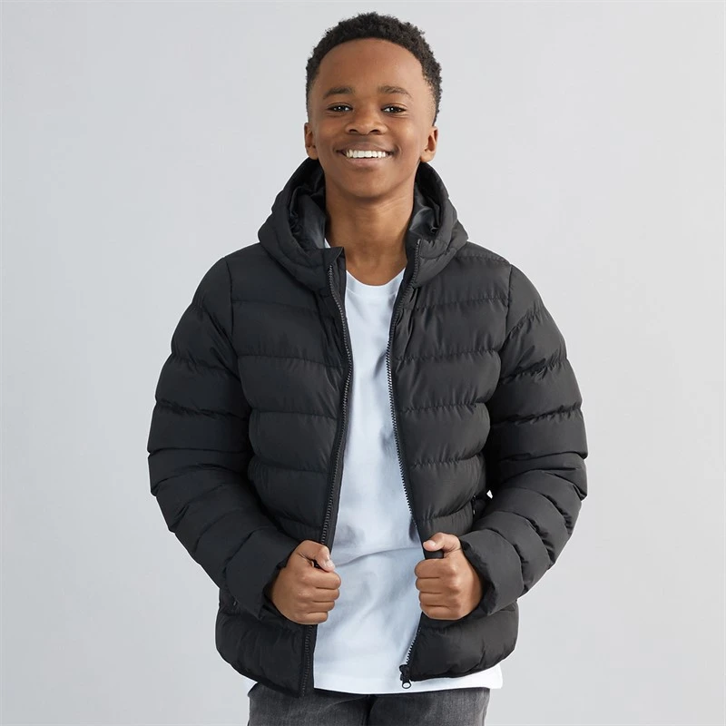 Kangaroo Poo Boys Hooded Puffer Jacket Black