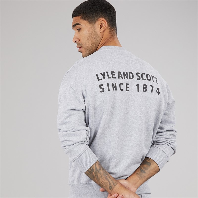 Lyle And Scott Vintage Mens Oversized 1874 Sweatshirt Light Grey Marl