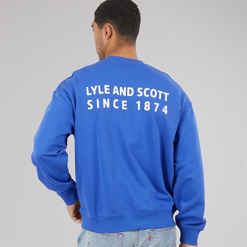 Lyle And Scott Vintage Mens Oversized 1874 Sweatshirt Midnight Blue