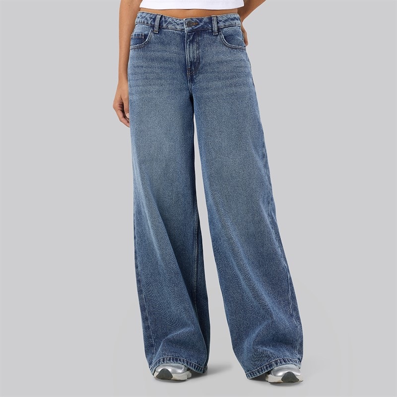 Noisy May Womens Kettie Wide Leg Jeans Medium Blue Denim
