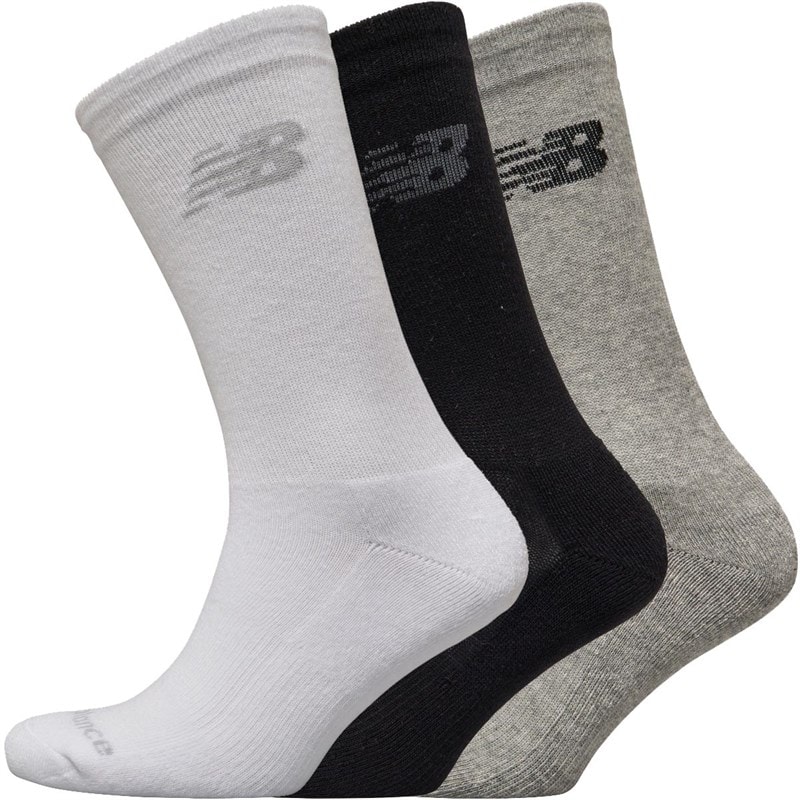 New Balance Three Pack Cushioned Crew Socks Black/Grey/White