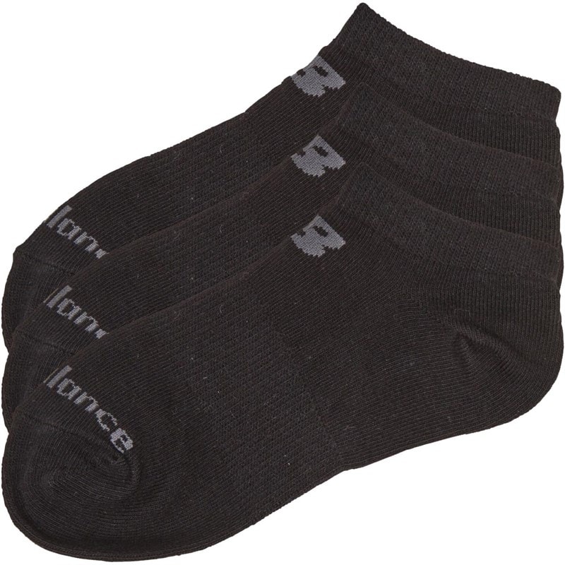 New Balance Junior Three Pack No Show Socks Black