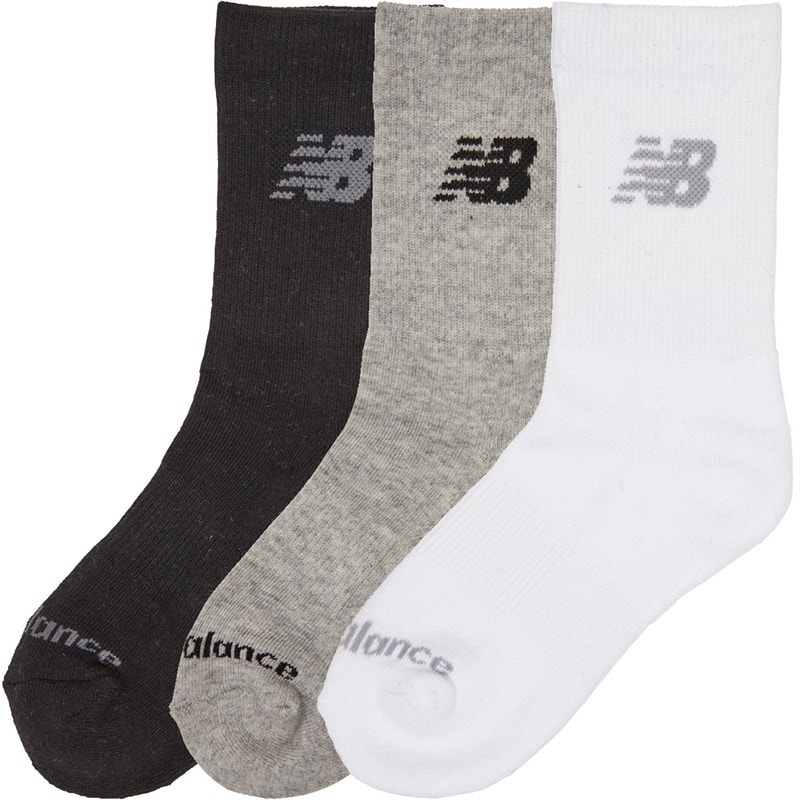New Balance Junior Three Pack Cushioned Crew Socks Multi